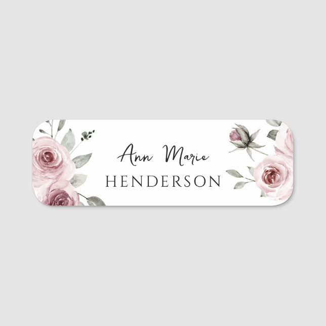 Individuelle Name Rosa Rose Namensschild (Vorderseite)