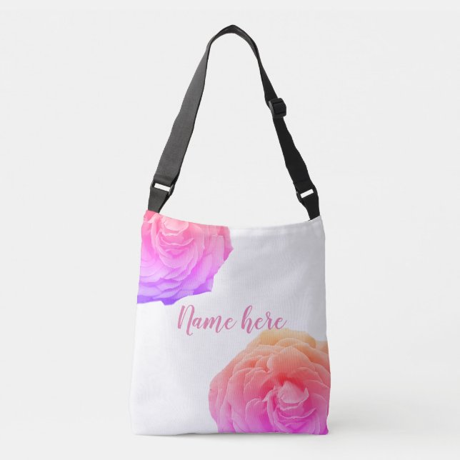 Individuelle Name, rosa Rosen, Karosserietasche Tragetaschen Mit Langen Trägern (Vorderseite)