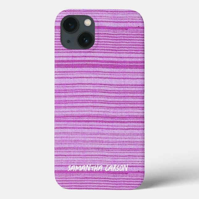 Individuelle Name rosa Streifen mit Textilien Case-Mate iPhone Hülle (Rückseite)