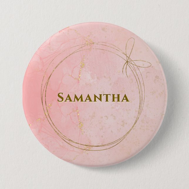 Individuelle Name Rosa und Gold Button (Vorderseite)