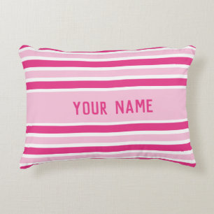 Individuelle Name Rosa und weiße Streifen Dekokissen