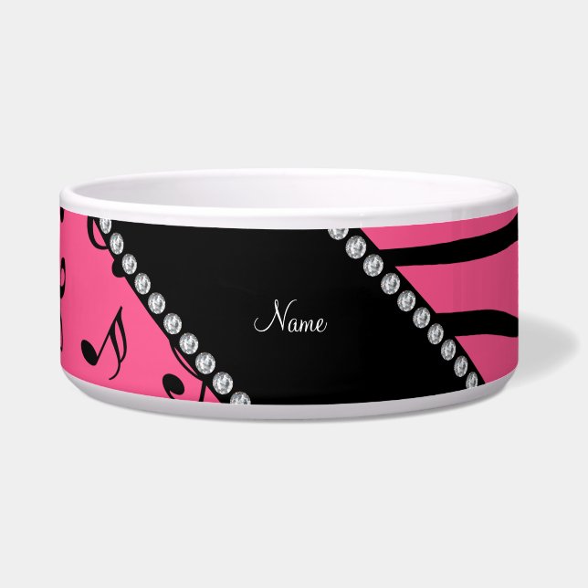 Individuelle Name Rosa Zebrastreifen Rosa Musiknot Napf (Vorderseite)