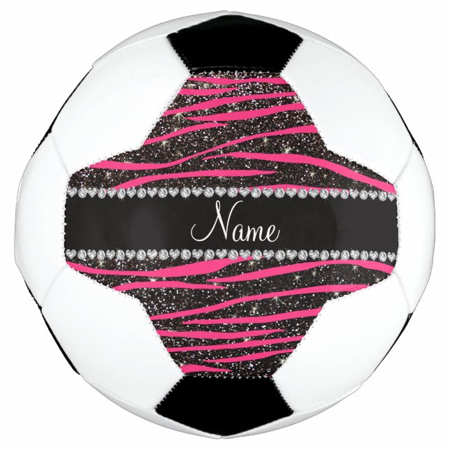 individuelle Name Rosa Zebrastreifen schwarzer Gli Fußball (Vorderseite)