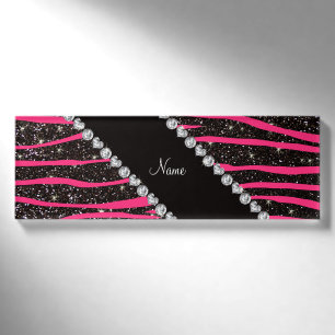 Individuelle Name Rosa Zebrastreifen schwarzer Gli Namenschild
