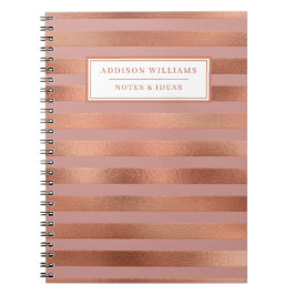 Individuelle Name Rose Gold Foil Rosa Streifenmust Notizblock