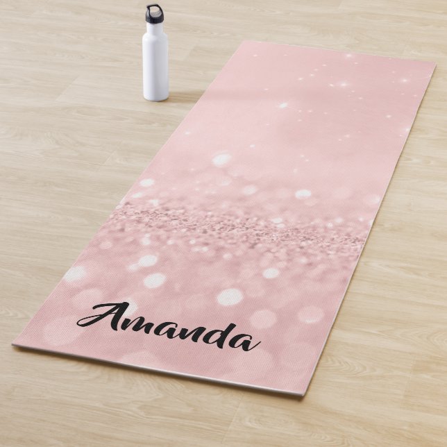 Individuelle Name Rose Rosa Glitzer Girly Gift Ide Yogamatte (Beispiel)