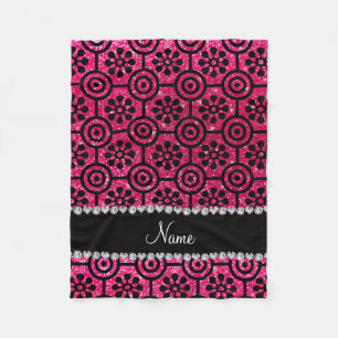 Individuelle Name Rose Rosa Glitzer Retro Blume Fleecedecke
