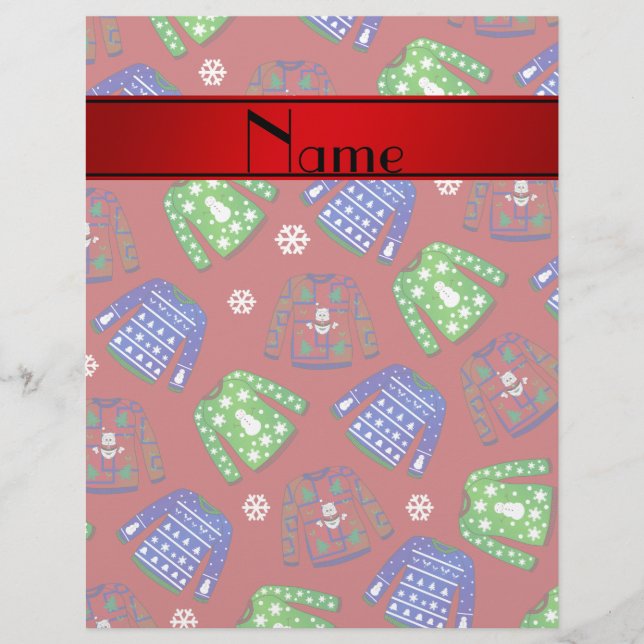 Individuelle Name Rot hässliche Weihnachtspulli (Vorderseite)