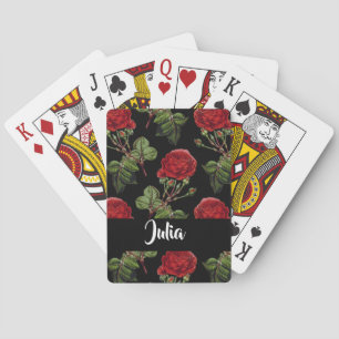 Individuelle Name-rote Rosen Spielkarten