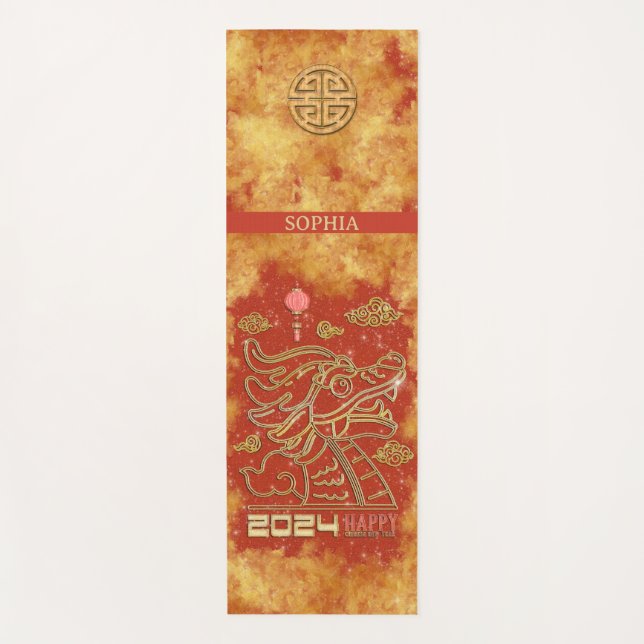 Individuelle Name Rotes Gold Neujahr des Drachen 2 Yogamatte (Vorderseite)