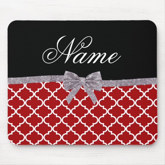Individuelle Name rotes Marokkanmuster Mousepad (Vorne)
