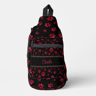 Individuelle Name, Rothundpfoten aus Glitzer Crossbody Bag