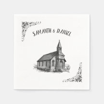 Individuelle Name Rustikale Kirche Hochzeit Napkin
