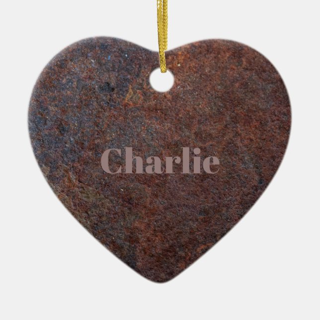 individuelle Name "Rusty Heart" Keramik Ornament (Vorne)