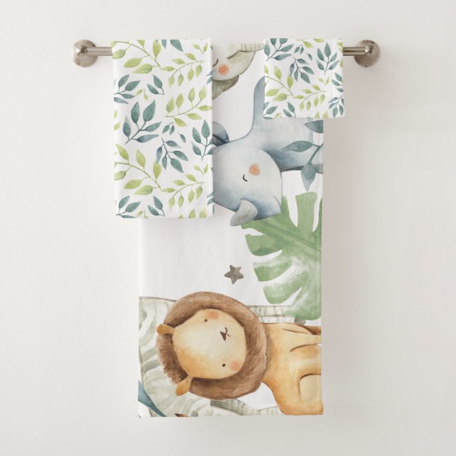Individuelle Name Safari Tiere farbiges Handtuchfl Badhandtuch Set (Insitu)