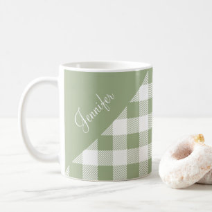 Individuelle Name Sage Green Kariert Karo Muster Kaffeetasse