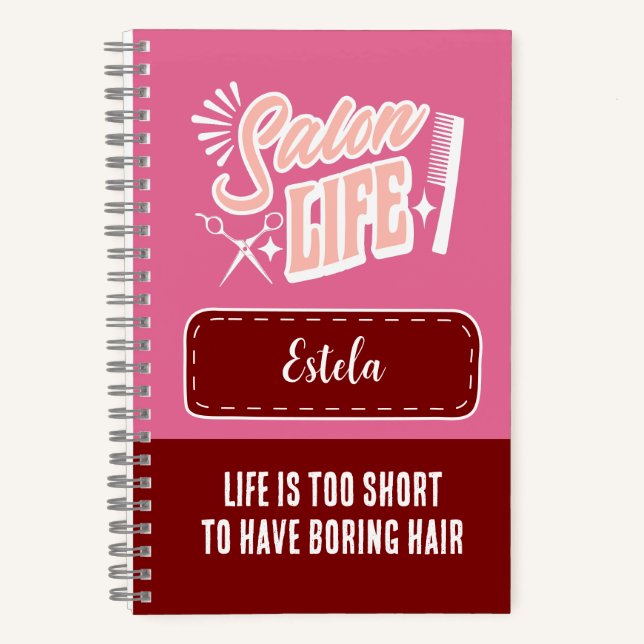 Individuelle Name Salon Life Geschenk für Haarstüh Notizbuch (Vorderseite)