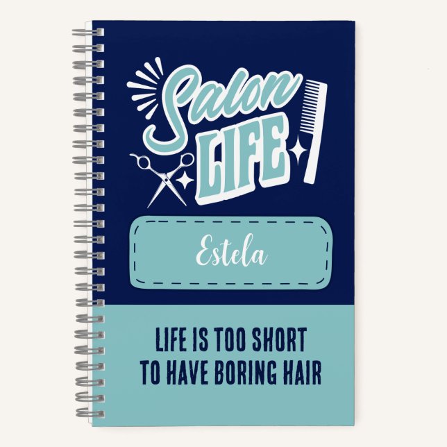 Individuelle Name Salon Life Geschenk für Haarstüh Notizbuch (Vorderseite)