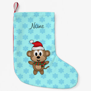 Individuelle Name Santa Affe hellblaue Schneeflock Kleiner Weihnachtsstrumpf
