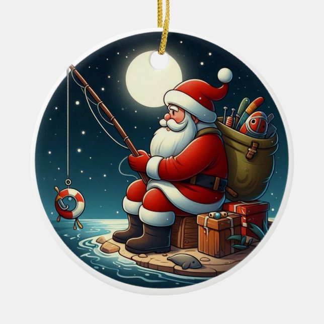 Individuelle Name Santa Keramik Ornament (Vorne)
