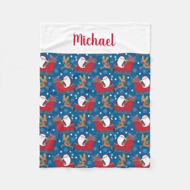 Individuelle Name Santa Reindeer Personalisiert We Fleecedecke (Vorderseite)