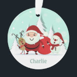individuelle Name Santa, Rentier & Snowman Ornament<br><div class="desc">Sehen Sie sich meinen Laden für weitere Weihnachtsartikel an.</div>