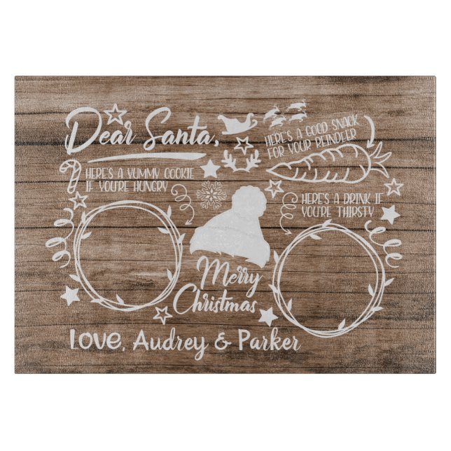 Individuelle Name Santa Tray Weihnachten Abend Lec Schneidebrett (Vorderseite)