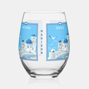 Individuelle Name Santorini Griechenland Weinglas Ohne Stiel