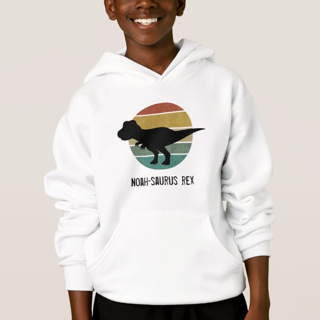 Individuelle Name Saurus Rex Retro-Kreis Dinosauri Hoodie (Vorderseite)