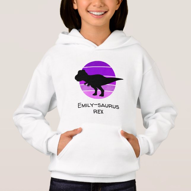 Individuelle Name saurus t rex lila rosa Dinosauri Hoodie (Vorderseite)