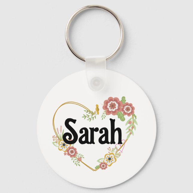 Individuelle Name Schlüsselanhänger Blume Wreath P (Vorderseite)