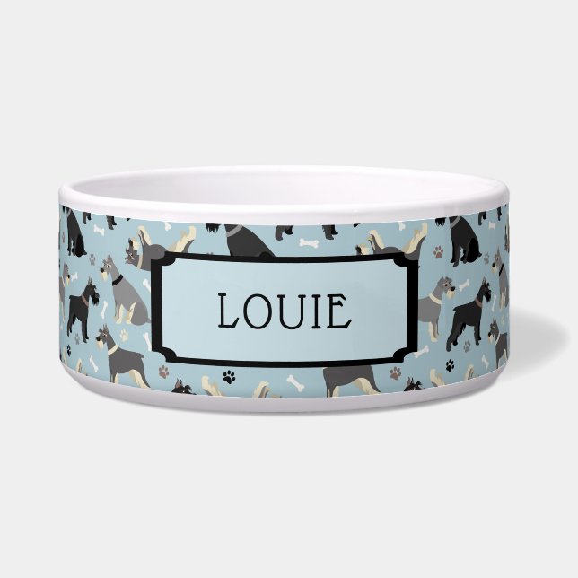 individuelle Name Schnauzer Paws and Bones Dog Napf (Vorderseite)