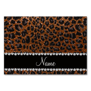 Individuelle Name Schokoladenbraun Glitzer Leopard Tischnummer