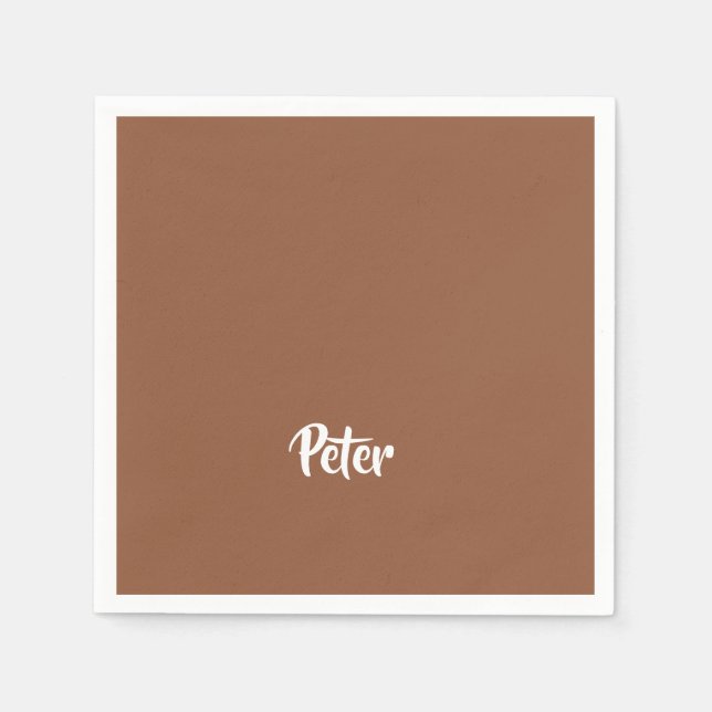 Individuelle Name Schokoladenbraun schlicht Serviette (Vorderseite)