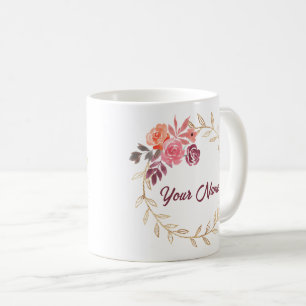 Individuelle Name Schöne Elegante Blumenmotive Kaffeetasse