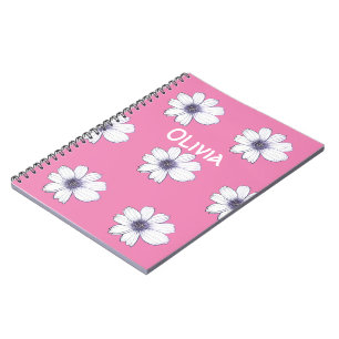 Individuelle Name Schönes Blume-Rosa-Design Notebo Notizblock