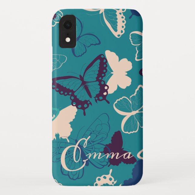 Individuelle Name| Schönes Schmetterlingsmuster Case-Mate iPhone Hülle (Rückseite)