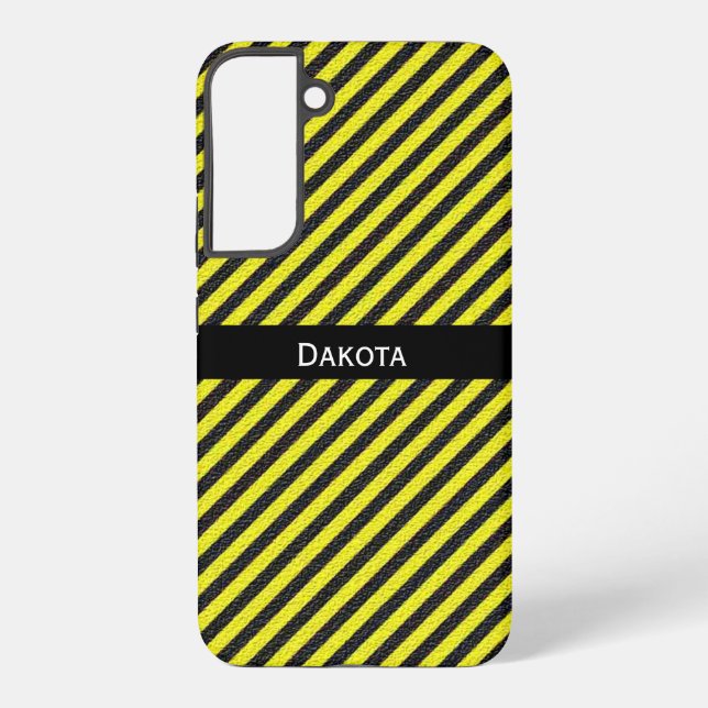 Individuelle Name Schwarz Gelb Texturierte Diagona Samsung Galaxy Hülle (Rückseite)