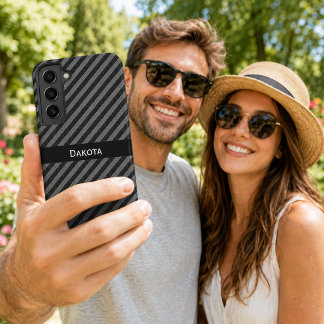 Individuelle Name Schwarz-Grau-Texturierte Diagona Samsung Galaxy Hülle