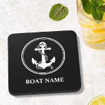 Individuelle Name Schwarz-Weiß-Untersetzer-Cork zu Getränkeuntersetzer<br><div class="desc">Individuelle Name mit Anker Schwarz und Weiß Untersetzer Zurück</div>