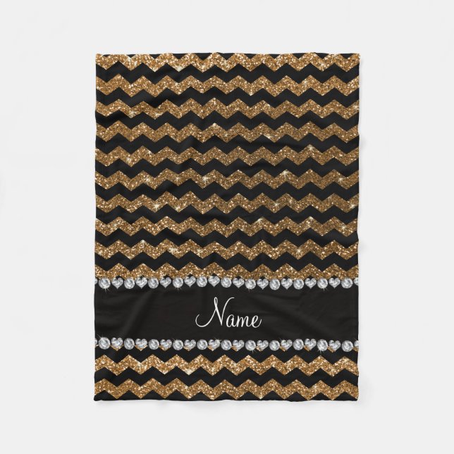 Individuelle Name Schwarzer Glitzer Fleecedecke (Vorderseite)