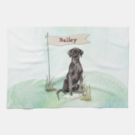 Individuelle Name Schwarzes Labor Geschirrtuch