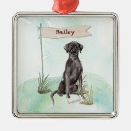 Individuelle Name Schwarzes Labor Ornament Aus Metall