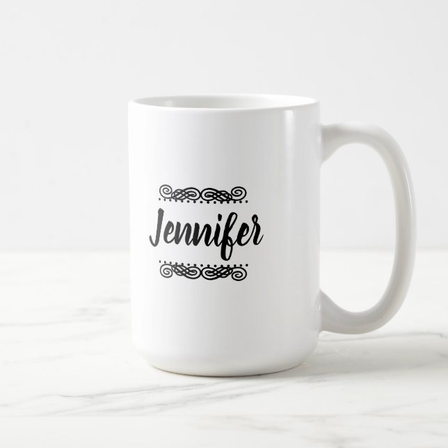 Individuelle Name Schwarzweiß Kaffeetasse (Rechts)