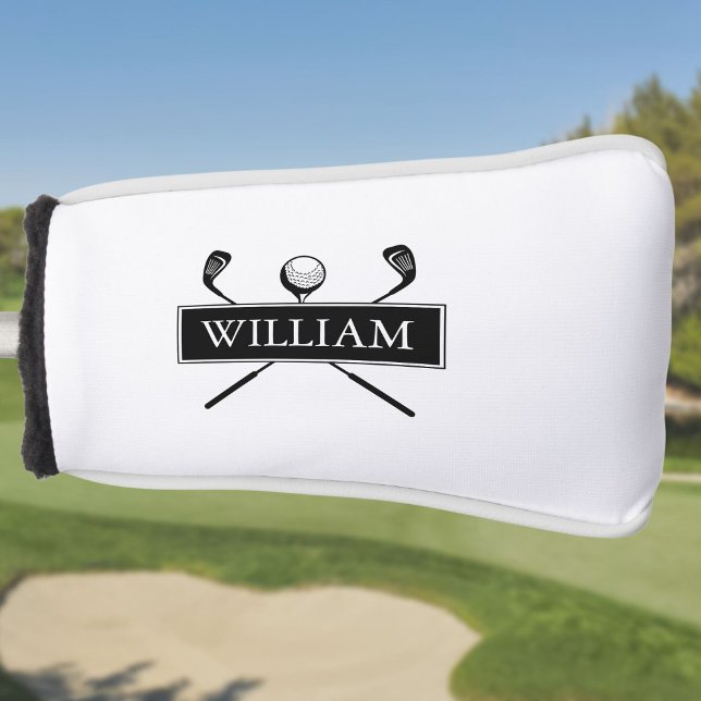 Individuelle Name, Schwarzweiß und Weiß Golf Headcover (Custom Name Black And White Clubs And Ball Golf Head Cover)