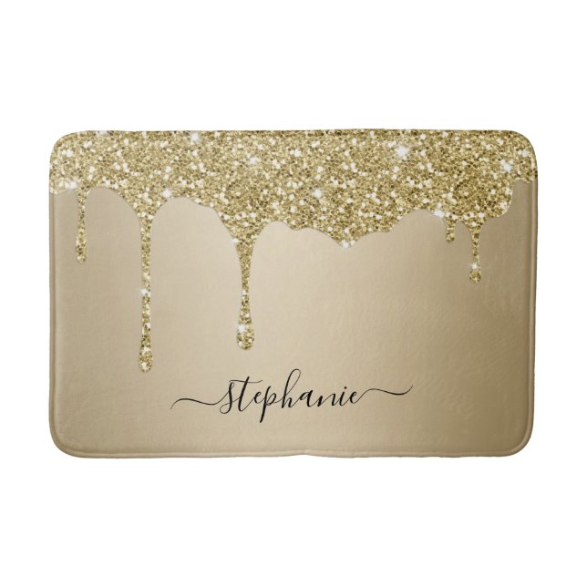 Individuelle Name Script Gold Glitzer Sparkone Badematte (Vorderseite)
