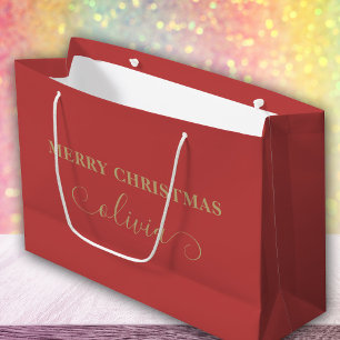 Individuelle Name Script Gold Große Geschenktasche Geschenktüte