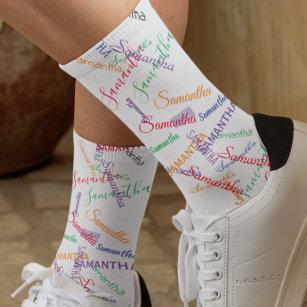 Individuelle Name Script Personalisiert farbig Socken