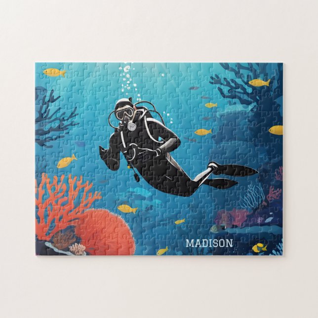Individuelle Name Scuba Diver (Horizontal)
