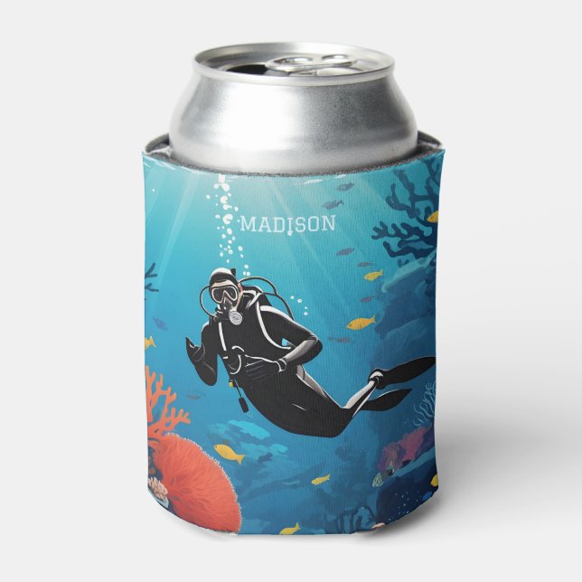 Individuelle Name Scuba Diver Dosenkühler (Kanne Vorderseite)
